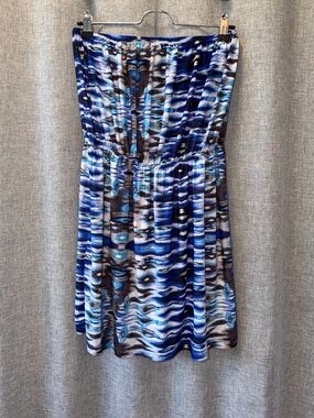 Blue Wave Strapless Sundress Medium